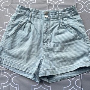 American Eagle Blue Mom Striped Shorts